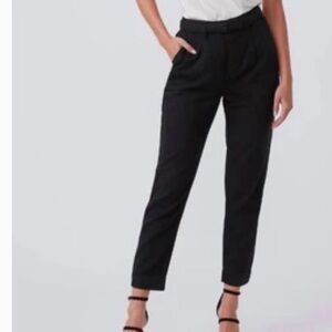 PAIGE Simone Pleats Self Belt Black Jeans